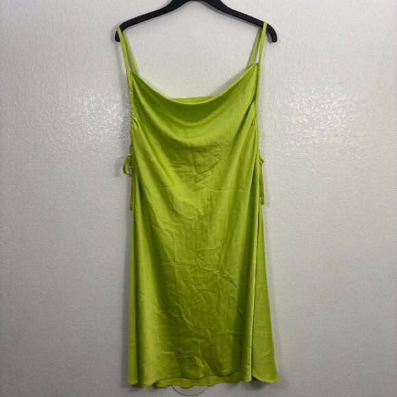 Forever 21 Dresses & Skirts - Forever 21+ Satin Cowl Neck Mini Slip Dress Side Cutouts